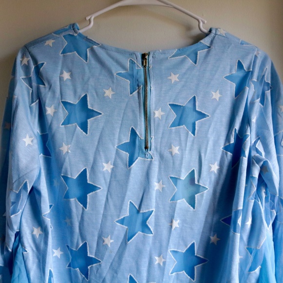 Yimeiyi Sky Blue Chiffon Star Cutout Top Size XXL - Picture 4 of 6